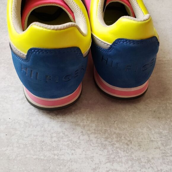 Tommy Hilfiger Neon Colorblock Retro Trainer Sneakers Sz 8 - Picture 4 of 7